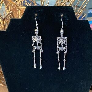 Silver Skeleton Dangle Earrings